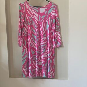 Pink & Aqua Printed Shift Dress - Women's